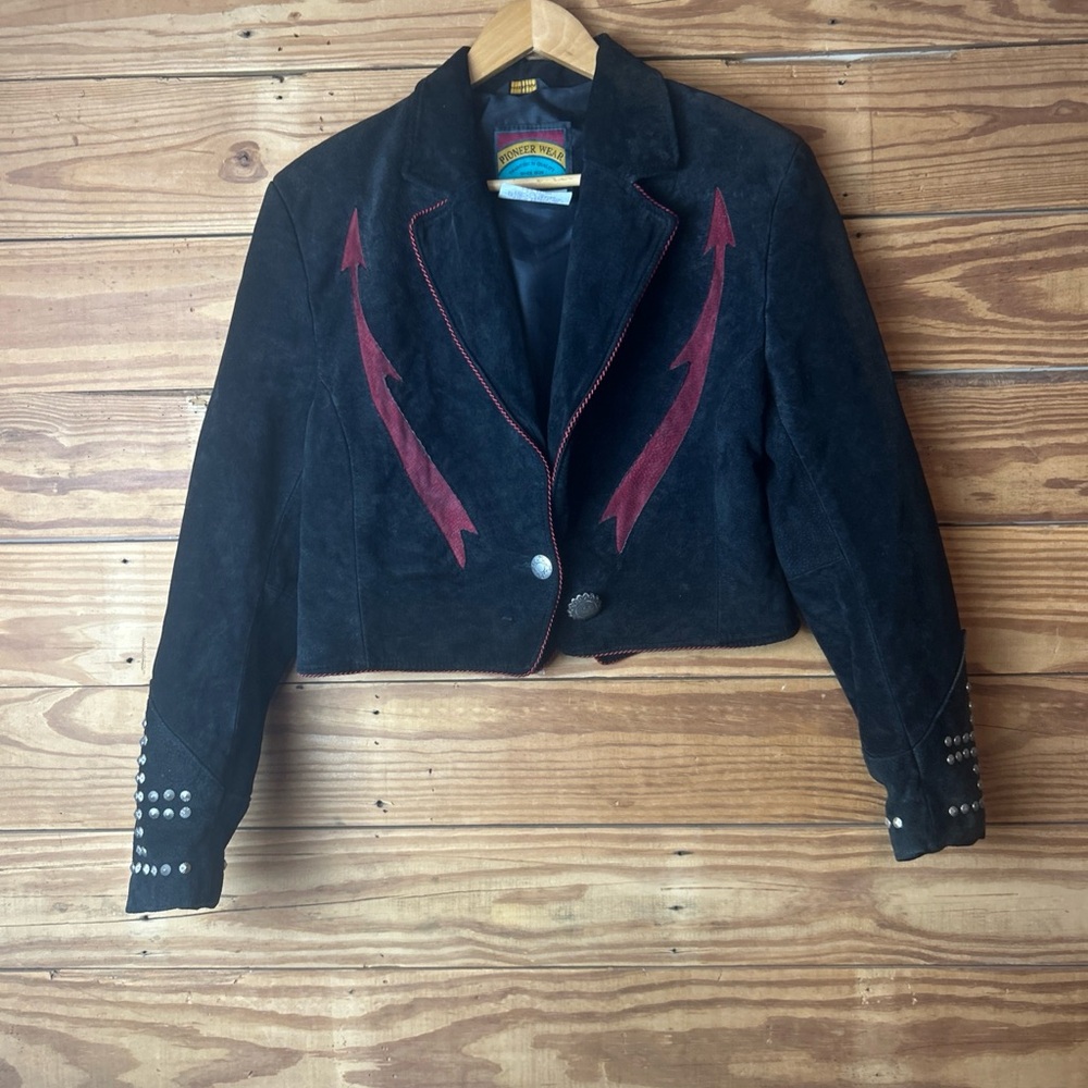 PIONEER Black and Red Women's Blazer with Arrow Accents